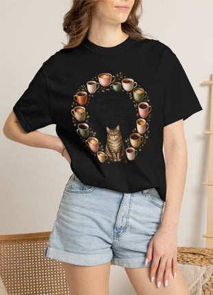 Woodin Creek Coffee Coffee Cat T-Shirt — "Don’t talk to me until I’ve had my coffee" Graphic Tee