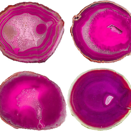 Natural Stone Coasters Set of 4 Blue Agate Crystal Coasters 3-3.5" for Drinks Slice Coaster Cup Mat Beverage Mother Gift