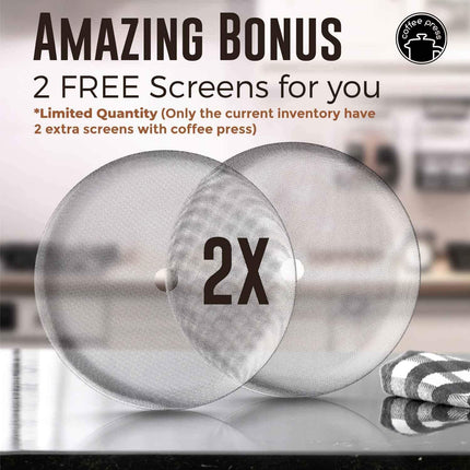 French Press Coffee Maker (1.5L)-Double Walled Large Coffee Press with 2 Free Filters-Enjoy Granule-Free Coffee Guaranteed, Stylish Rust Free Kitchen Accessory-Stainless Steel French Press