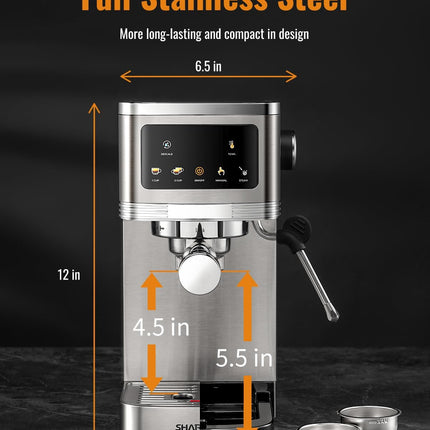 Professional 20 Bar Espresso Machine with Touchscreen & Milk Frother – Perfect for Cappuccinos & Lattes with Adjustable Temperature