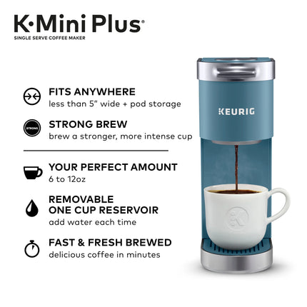 K-Mini plus Single Serve K-Cup Pod Coffee Maker, Evening Teal
