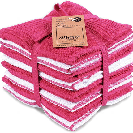 Kitchen Towels Set of 4 - Fast Absorbing, Quick Dry & Super Soft Terry Cotton Dish Towel with Hanging Loop for Cleaning and Drying Dish (16 X 26 Inches - Blue)