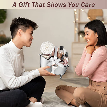Spa Gift Baskets for Women - Luxury Bath Set with Coconut & Vanilla - Spa Kit Includes Body Wash, Bubble Bath, Lotion, Body Butter, Soap, Body Spray, Shower Puff, and Towel