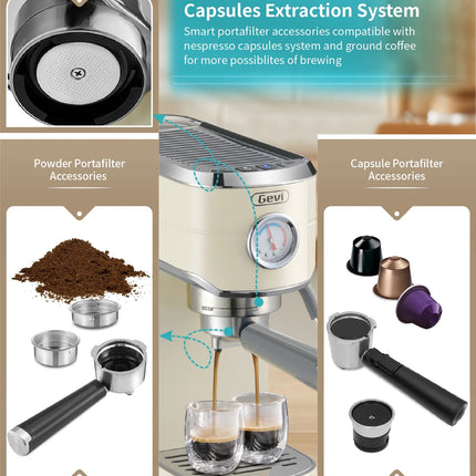 Espresso Machine 20 Bar with Grinder, Professional Espresso Maker with 35 Precise Grind Settings Burr Coffee Grinders Combos, Super-Automatic Espresso Machines, Gift for Coffee Lover