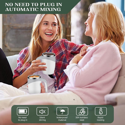 Stainless Steel Self-Stirring Electric Mixing Cup for Coffee and Beverages