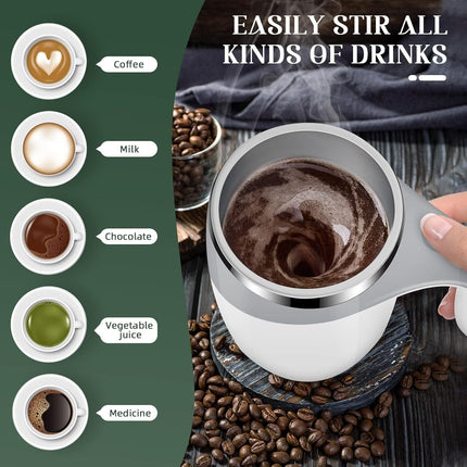 Stainless Steel Self-Stirring Electric Mixing Cup for Coffee and Beverages