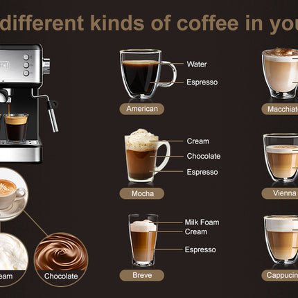 Geek Chef Espresso Machine, Espresso&Cappuccino Latte Maker 20 Bar Coffee Machine Compatible with ESE POD Capsules Filter&Milk Frother Steam Wand, 950W, 1.5L Water Tank,Ban on Amazon