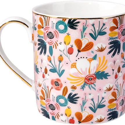 Marble Ceramic Coffee Mug, Tea Cup for Office and Home, 14 OZ, Coffee Tea Cup for Women Men, Black+Gold Marble