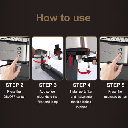 Geek Chef Espresso Machine, Espresso&Cappuccino Latte Maker 20 Bar Coffee Machine Compatible with ESE POD Capsules Filter&Milk Frother Steam Wand, 950W, 1.5L Water Tank,Ban on Amazon