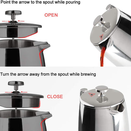 French Press Coffee Maker, 50-Ounce, 304 Stainless Steel Insulated Coffee Press with Extra Screen