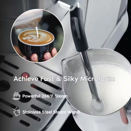 Cm5418-20Cups Silver Stainless Steel Espresso Machine with Milk Frother