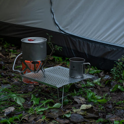 Mini Solo Folding Table Ultralight Compact for Backpacking Camping Hiking Beach Picnic (Silver, Mini)