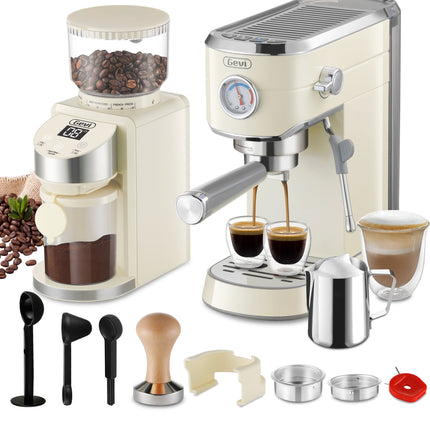 Espresso Machine 20 Bar with Grinder, Professional Espresso Maker with 35 Precise Grind Settings Burr Coffee Grinders Combos, Super-Automatic Espresso Machines, Gift for Coffee Lover