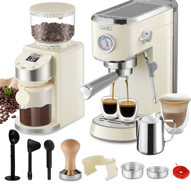 Espresso Machine 20 Bar with Grinder, Professional Espresso Maker with 35 Precise Grind Settings Burr Coffee Grinders Combos, Super-Automatic Espresso Machines, Gift for Coffee Lover