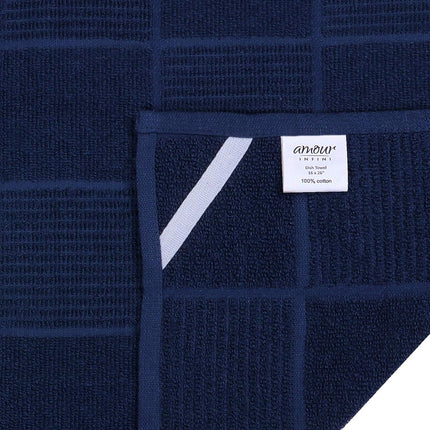 Kitchen Towels Set of 4 - Fast Absorbing, Quick Dry & Super Soft Terry Cotton Dish Towel with Hanging Loop for Cleaning and Drying Dish (16 X 26 Inches - Blue)