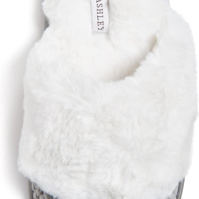 Womens Plush Memory Foam Wide Collar Fleece Spa Scuff Slippers, Fuzzy Warm Faux Fur Slip on House Shoes Slipper