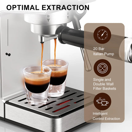 Professional 20 Bar Espresso Machine with Milk Frother - Perfect for Barista-Quality Coffee at Home!