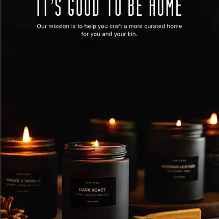 Premium Dark Roast Coffee Candle | Black Scented Candles for Home | Long Lasting with 45 Hour Burn Time, 7.6Oz | Made with Soy | Aromatherapy at Home | Gifts for Men
