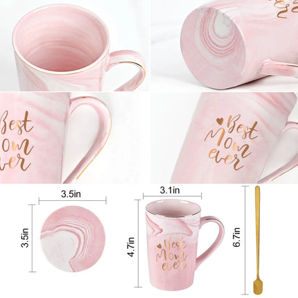Gifts for Mom - Best Mom Ever Coffee Mug, Mothers Day Gifts for Mom, Birthday Gifts, Christmas Gifts, Mom Gifts,  14 Fl Oz Pink Coffee Mugs Ceramic Mug Tea Cup