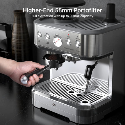 Espresso Coffee Machine 15 Bar with Grinding Coffee Filter Milk Frother, Automatic Coffee Maker for Home