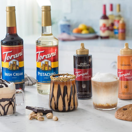 Torani Puremade Dark Chocolate Sauce - 16.5 oz (Pack of 4) - Elevate Your Desserts with Rich Flavor!