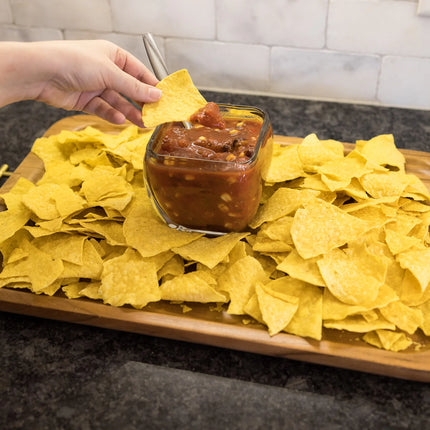 - Acacia Wood Rectangle Tray with Gold Color Handles, One Size