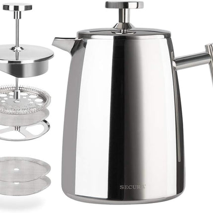 French Press Coffee Maker, 50-Ounce, 304 Stainless Steel Insulated Coffee Press with Extra Screen