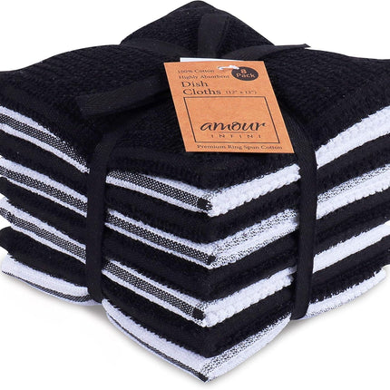 Kitchen Towels Set of 4 - Fast Absorbing, Quick Dry & Super Soft Terry Cotton Dish Towel with Hanging Loop for Cleaning and Drying Dish (16 X 26 Inches - Blue)