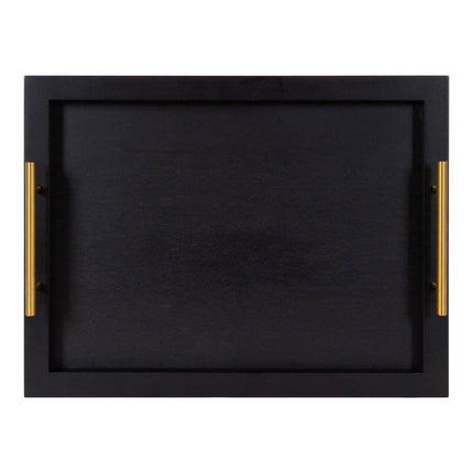 Halsey 12.50 In. W Rectangle Black Wood Decorative Tray