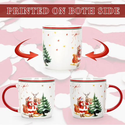 Festive Set of 4 Christmas Coffee Mugs - 11 Oz Ceramic Holiday Drinkware for Santa Lovers - Perfect Merry Christmas Gifts for Women and Kids