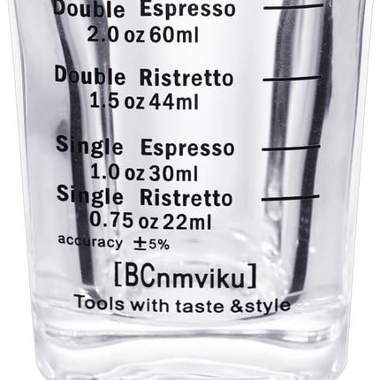 Espresso Shot Glasses Measuring Cup Liquid Heavy Glass for Baristas 2Oz for Single Shot of Ristrettos (2 Pack)
