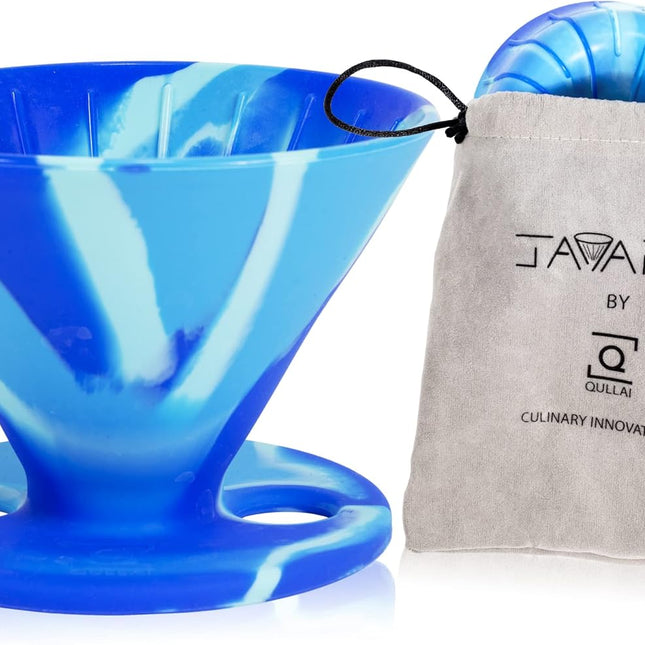The Original Javaflex Premium Foldable Silicone Pour over Coffee Maker and Storage Pouch. Uses #2 V60 Cone Coffee Filters