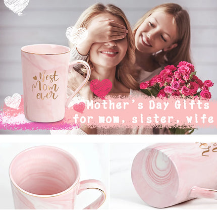 Gifts for Mom - Best Mom Ever Coffee Mug, Mothers Day Gifts for Mom, Birthday Gifts, Christmas Gifts, Mom Gifts,  14 Fl Oz Pink Coffee Mugs Ceramic Mug Tea Cup