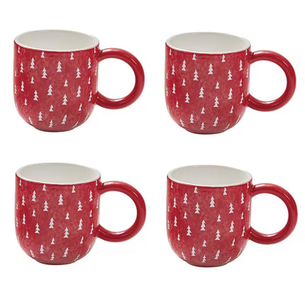 Cozy Up with Cabin Sweet Cabin 16 Oz. Red Stone Mugs - Set of 4