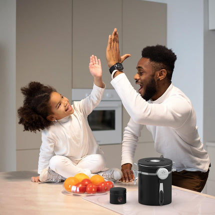 Coffee Canister Set for Ground Coffee with Date Tracker,Co2 Valve,Travel Jar,Stainless Steel Kitchen Food Airtight Storage Container for Coffee Beans or Grounds,Tea,Sugar (16Oz-Black)