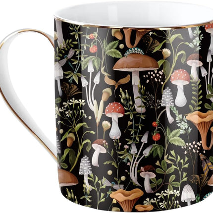 Marble Ceramic Coffee Mug, Tea Cup for Office and Home, 14 OZ, Coffee Tea Cup for Women Men, Black+Gold Marble