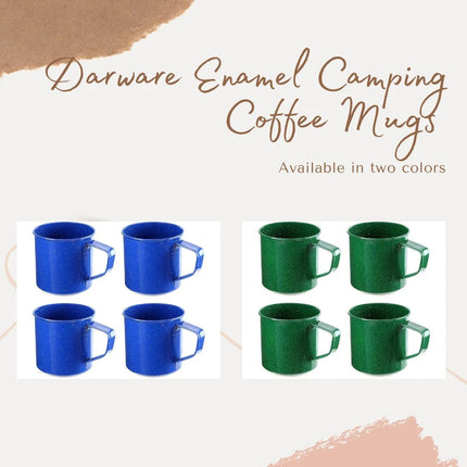 Enamel Camping Coffee Mugs (Set of 4, 16Oz, Blue); Metal Cups for Hiking, Travel, Fishing, Picnics, and Hunting; Lightweight and Portable