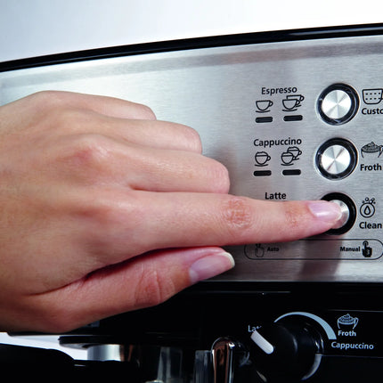 Cafe Barista Black & Silver Premium Espresso/Latte/Cappuccino Maker with Milk Frother