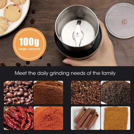 Electric Coffee Bean Grinder with Washable Design for Garlic, Herbs, Grains, and Spices - Automatic Detachable for Effortless Cleaning