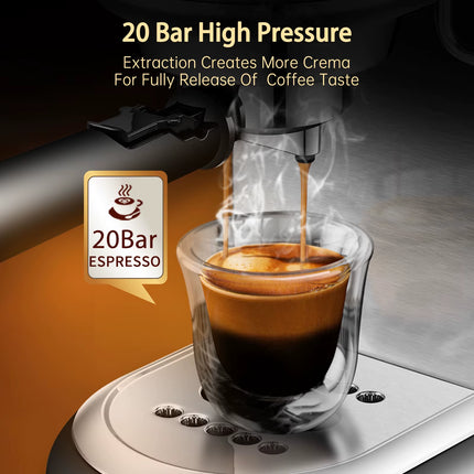 Coffee Maker Cafetera 20 Bar Inox Semi Automatic Super Slim ESE POD & Powder Espresso Machine Hot Water H11