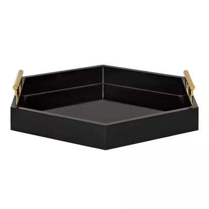 Lipton 18 In.X 18 In. Black/Gold Hexagon Decorative Tray