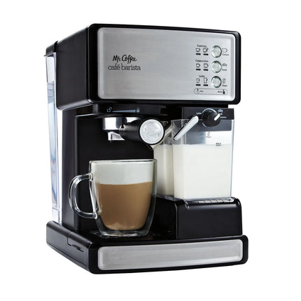 Cafe Barista Black & Silver Premium Espresso/Latte/Cappuccino Maker with Milk Frother