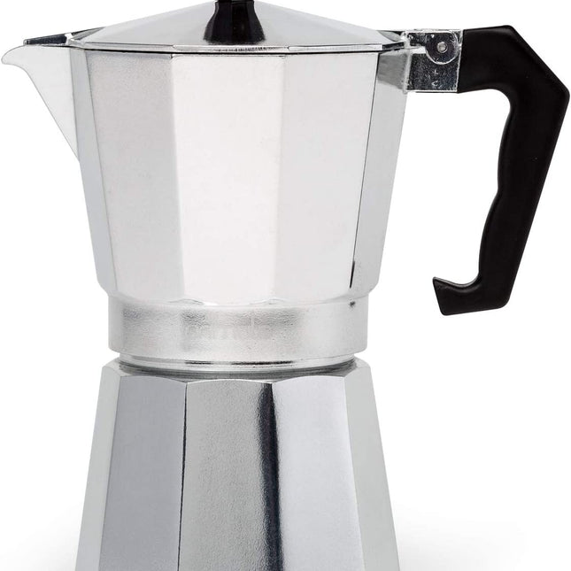 Classic Stovetop Espresso and Coffee Maker, Moka Pot for Italian and Cuban Café Brewing, Greca Coffee Maker, Cafeteras, 6 Espresso Cups, Silver