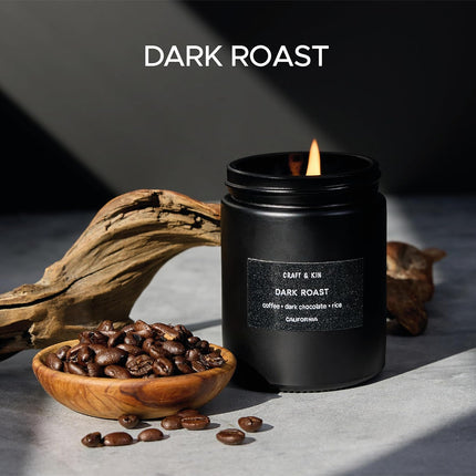 Premium Dark Roast Coffee Candle | Black Scented Candles for Home | Long Lasting with 45 Hour Burn Time, 7.6Oz | Made with Soy | Aromatherapy at Home | Gifts for Men