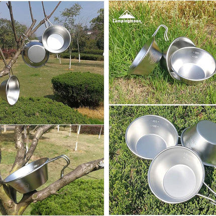 CAMPINGMOON 2Pcs/4Pcs Set Stainless Steel Camping Sierra Cup 310Ml (4Pcs Set)