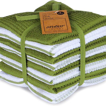 Kitchen Towels Set of 4 - Fast Absorbing, Quick Dry & Super Soft Terry Cotton Dish Towel with Hanging Loop for Cleaning and Drying Dish (16 X 26 Inches - Blue)