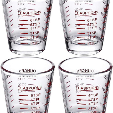 Espresso Shot Glasses Measuring Cup Liquid Heavy Glass for Baristas 2Oz for Single Shot of Ristrettos (2 Pack)