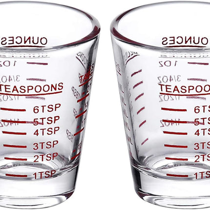 Espresso Shot Glasses Measuring Cup Liquid Heavy Glass for Baristas 2Oz for Single Shot of Ristrettos (2 Pack)