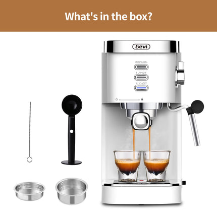 20-Bar Automatic Espresso Machine with Milk Frother - 40-Cup Capacity, White