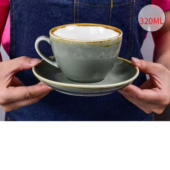 European Ceramic Coffee Cup Saucer Set Latte Cappuccino Coffee Mug Expresso Cup Home Cafe Teacup Coffeeware Set 90/220/320Ml